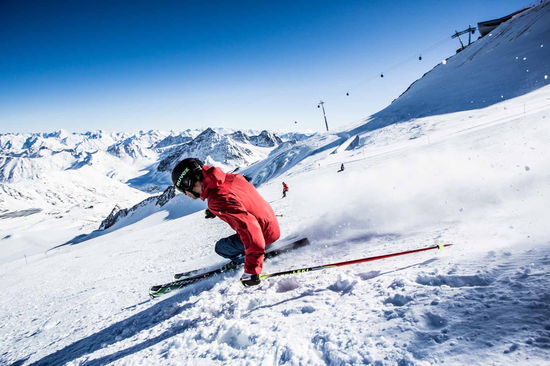 Skiing on the Pitztal Glacier in Tyrol